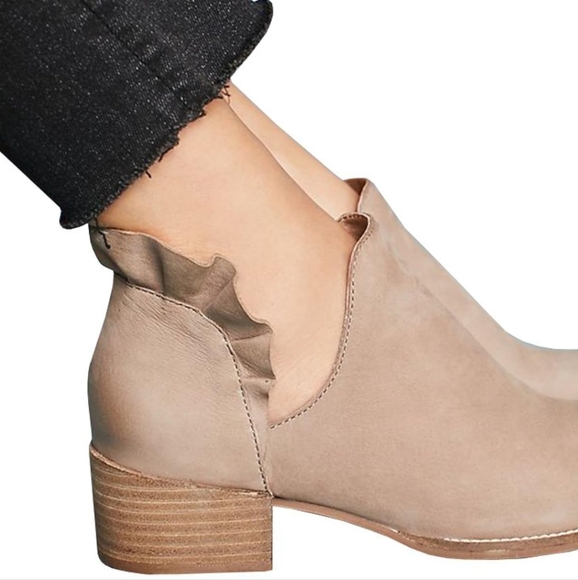 Tan Ruffle Ankle Boots - Picture 3 of 7